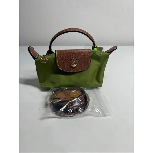Longchamp Mini Le Pliage Green Top Handle Bag + Strap - Picture 5 of 9